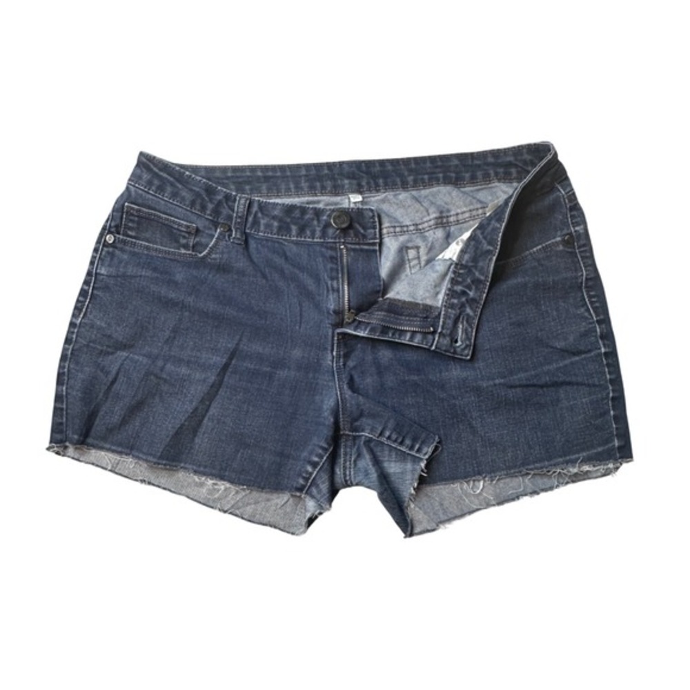 Jennifer Lopez Denim Shorts Womens 12 Dark Blue Raw Hem Cut Off Stretch Casual